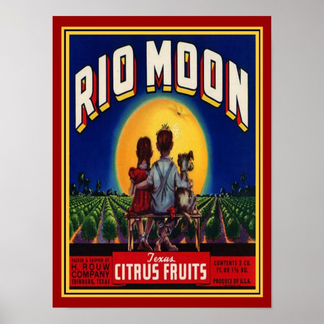 "Rio Moon" 1940's Citrus Fruit Ad-12x16 Poster (Front)