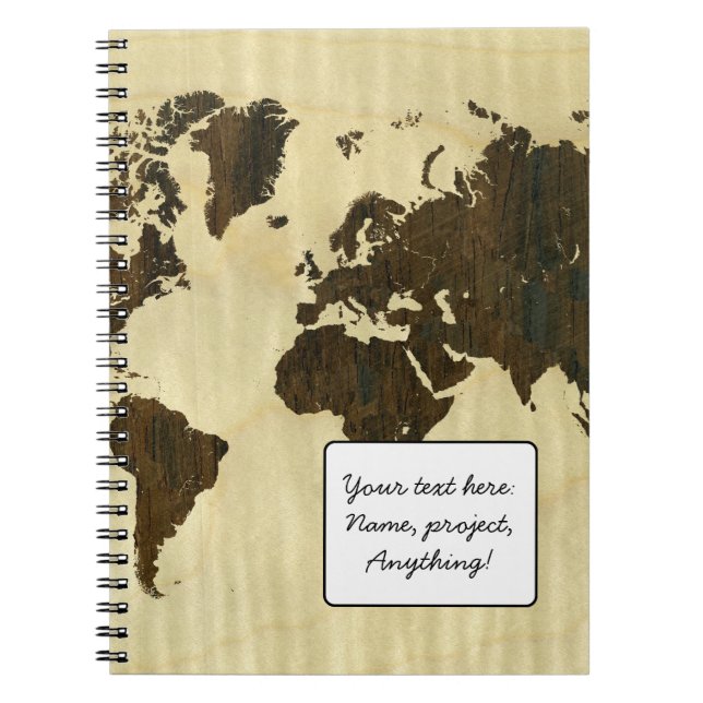 Rio Rosewood and Curly Maple World Map.jpg Notebook (Front)