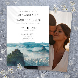 Rio Skyline Brazil Destination Photo Wedding Invitation