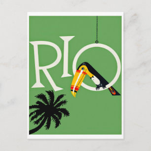 Rio, vintage travel postcard with exotic parrot