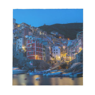 Riomaggiore at night Cinque Terre Liguria Italy Notepad
