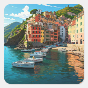 Riomaggiore, Cinqua Terra Square Sticker