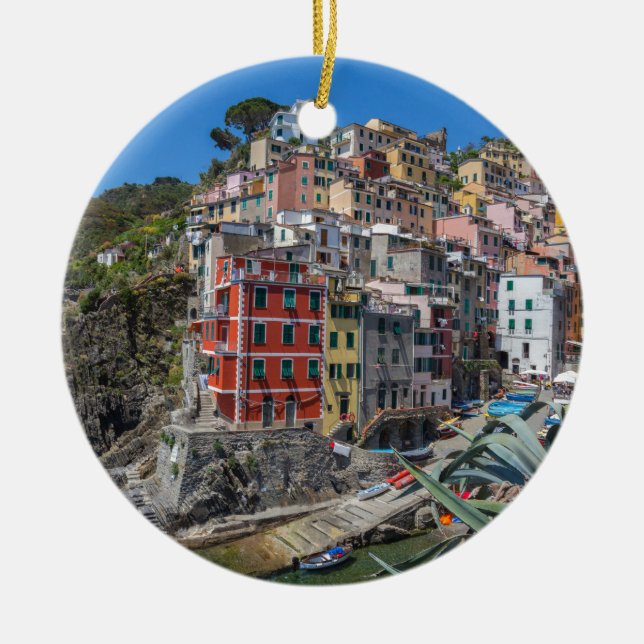 Riomaggiore Cinque Terre Liguria Italy Ceramic Tree Decoration (Front)