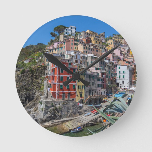 Riomaggiore Cinque Terre Liguria Italy Round Clock (Front)