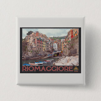 Riomaggiore Harbour (black) 15 Cm Square Badge