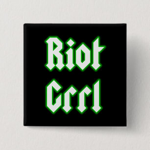 Riot Grrl Black Green Pin Badge