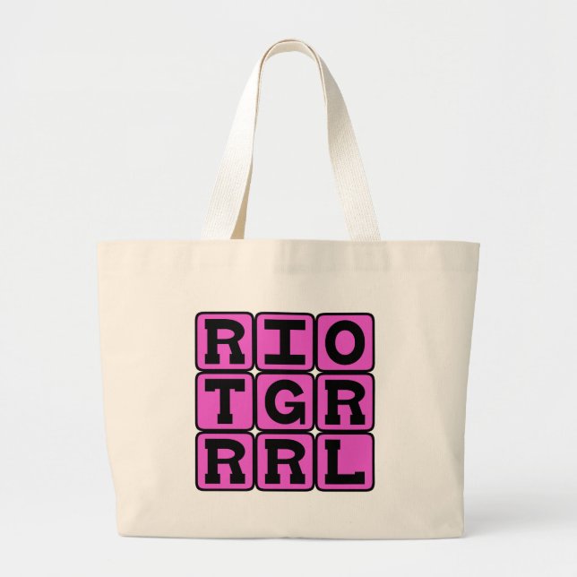 Riot Grrrl, Music Genre Large Tote Bag (Front)