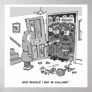 Riot Police Raid a Property - Funny Police Theme Poster