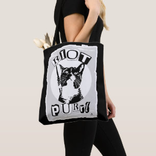 Riot Purrul Girl Epic Punk Vibes Cool Cat Design Tote Bag