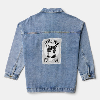 Riot Purrul Girl Fun Punk Vibes Cool Cat Design Denim Jacket