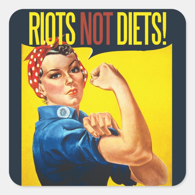 Riots not Diets - vintage feminism Square Sticker (Front)