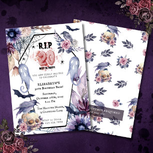 RIP 20 Birthday Gothic Halloween Milestone funeral Invitation