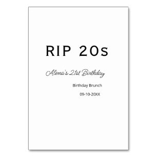 RIP 20s 21st birthday simple minimal brunch date n Table Number