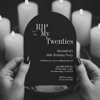 RIP 20s 30th Birthday Party Black and White Invitation