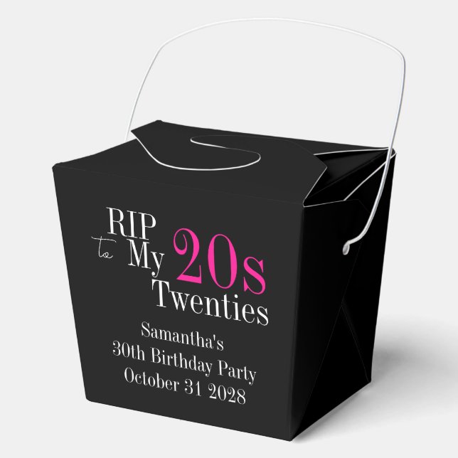 RIP 20s 30th Birthday Party Black Pink Favour Box (Front)