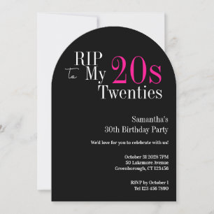 RIP 20s 30th Birthday Party Black Pink Invitation