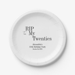 RIP 20s 30th Birthday Party Minimal Paper Plate