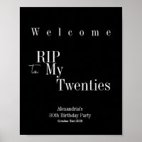 RIP 20s 30th Birthday Party Welcome Sign Poster