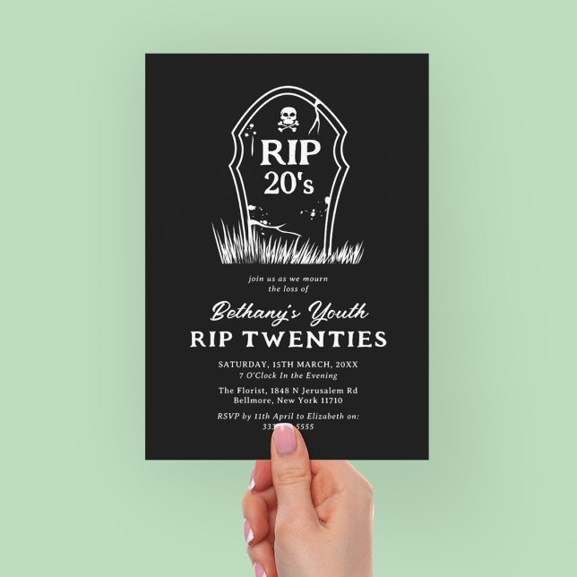 RIP 20s Black White 30th Birthday Party Invitation (Creator Uploaded)