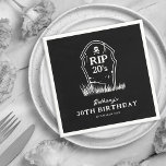 RIP 20s Black White 30th Birthday Party Napkin<br><div class="desc">Funny funeral 30th birthday party napkins featuring a stylish black background,  a gravestone that reads 'RIP 20's',  the persons name,  age,  and date.</div>