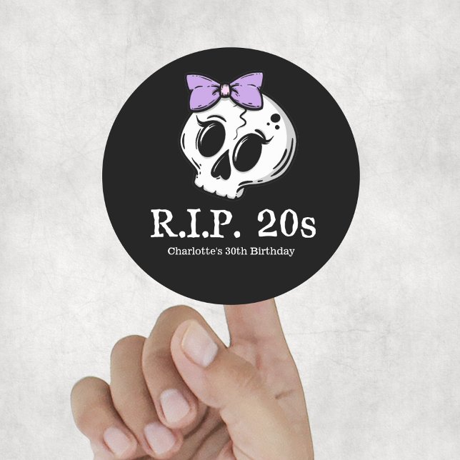 Rip 20s Coquette Aesthetic Bow 30th Birthday Party Classic Round Sticker (Rip 20s Coquette Aesthetic Bow 30th Birthday Party Classic Round Sticker
)