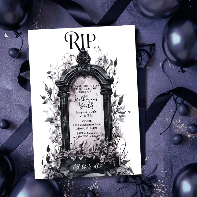 Rip 20s Death to my Youth 30th Pink Birthday Party Invitation (Rip 20s Death to my Youth 30th Pink Birthday Party Invitation)