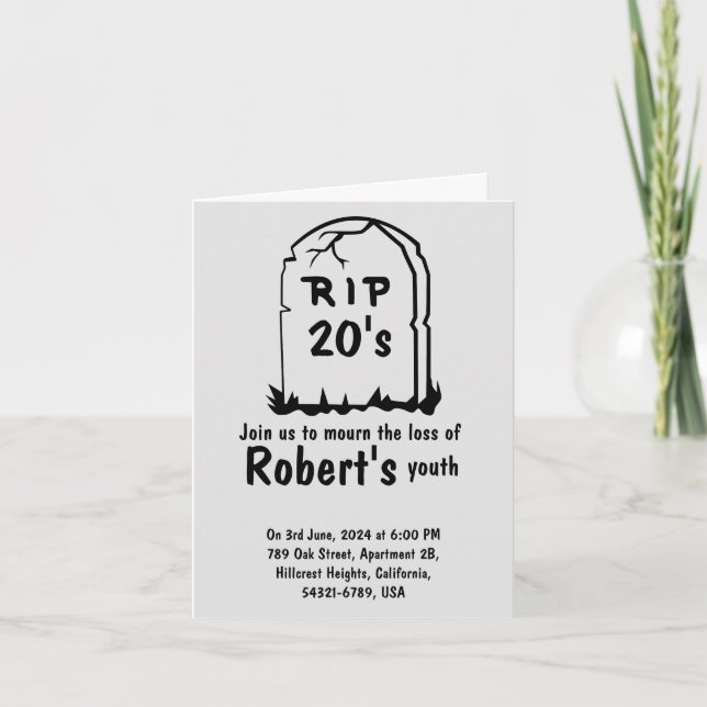 Rip 20's funny 30th birthday invitation (Front)