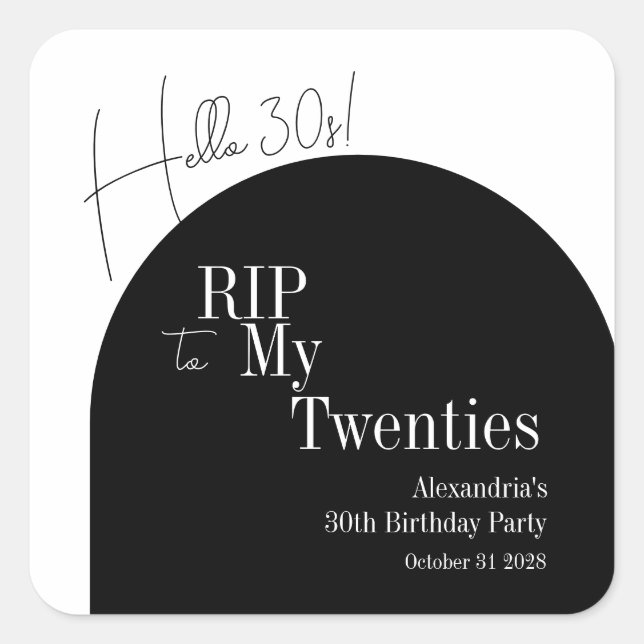 RIP 20s Hello 30s 30th birthday party Square Sticker (Front)
