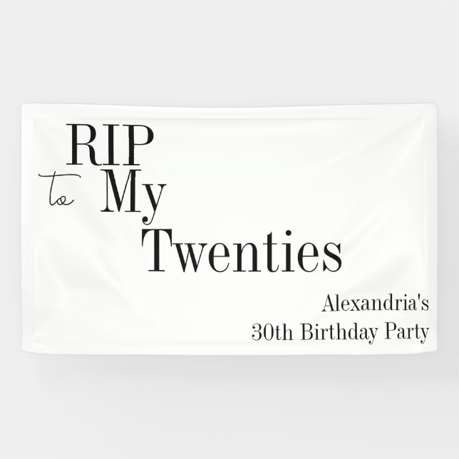RIP 20s Minimal 30th Birthday Party Banner (Horizontal)