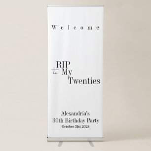 RIP 20s Party 30th Birthday Minimal Welcome Retractable Banner