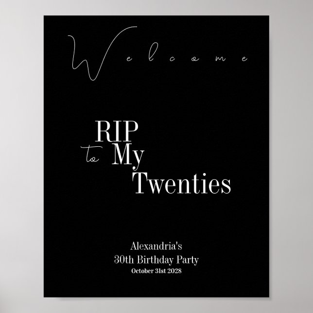 RIP 20s Party 30th Birthday Welcome Poster (Front)