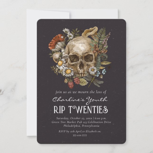 RIP 20s skull Floral 30th Birthday Party  Invitation (Front)