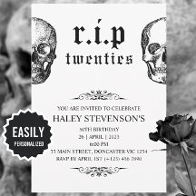 RIP 20s Twenties Funny Funeral Skull 30th Birthday