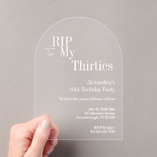 RIP 30s 40th Birthday Party Acrylic Invitations