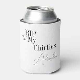 RIP 30s Party 40th Birthday Black and White Can Cooler