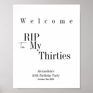 RIP 30s Party 40th Birthday Welcome Poster