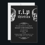 RIP 30s Thrities Funny Skull Funeral 40th Birthday Invitation<br><div class="desc">Celebrate your 40th birthday with a touch of dark humour! This unique and unforgettable invitation features a grungy black skull graphic on a white background, a playful nod to saying farewell to your 30s. It's the perfect way to invite friends and family to a fun-filled celebration while embracing the humour...</div>