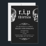 RIP 30s Thrities Funny Skull Funeral 40th Birthday Invitation<br><div class="desc">Celebrate your 40th birthday with a touch of dark humour! This unique and unforgettable invitation features a grungy black skull graphic on a white background, a playful nod to saying farewell to your 30s. It's the perfect way to invite friends and family to a fun-filled celebration while embracing the humour...</div>