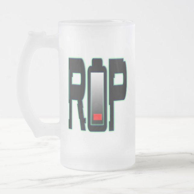 RIP Battery Frosted Glass Mug (Left)