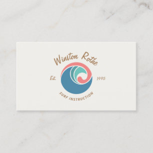 Rip Curl Wave Logo Surfing Instructor Business Card