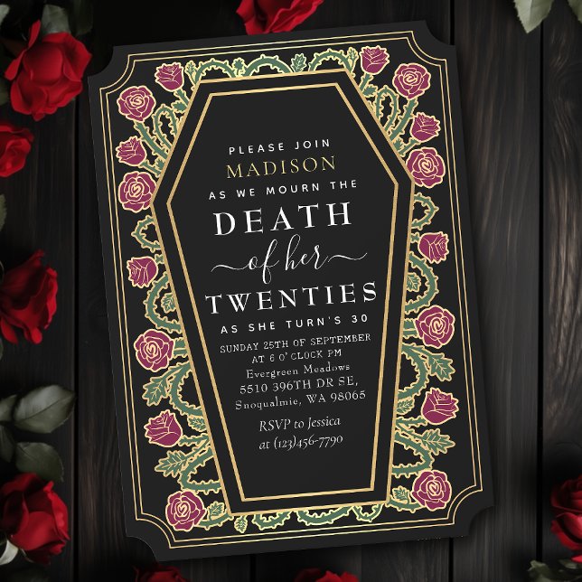 Rip Death to my 20s 30th Gothic Birthday Party  Invitation (Creator Uploaded)