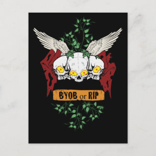 RIP Evil Skulls Halloween Invite With Bloody Text