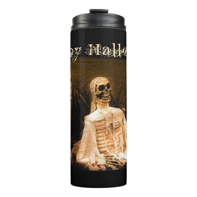 RIP Graveyard with Skeleton Thermal Tumbler (Front)