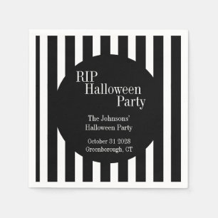 RIP Halloween Black and White Stripe Party Napkin