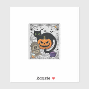 Rip Halloween Black Cat Pumpkin Tombstone Cauldron