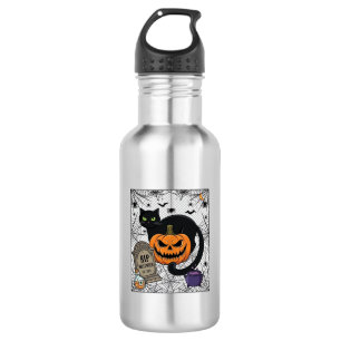 Rip Halloween Black Cat Pumpkin Tombstone Cauldron 532 Ml Water Bottle