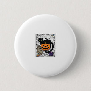 Rip Halloween Black Cat Pumpkin Tombstone Cauldron 6 Cm Round Badge