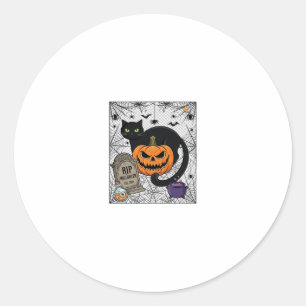 Rip Halloween Black Cat Pumpkin Tombstone Cauldron Classic Round Sticker