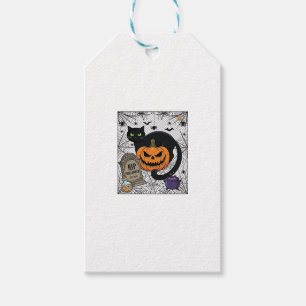 Rip Halloween Black Cat Pumpkin Tombstone Cauldron Gift Tags