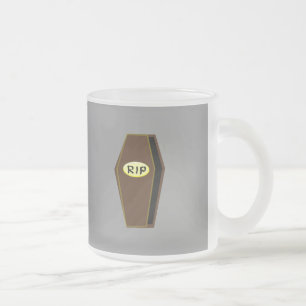 RIP Halloween Coffin of Doom Frosted Glass Coffee Mug